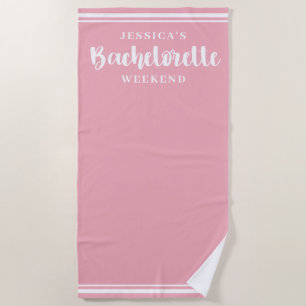 Toalha De Praia Fim de Semana de Bachelorette Rosa Minimalista Mod