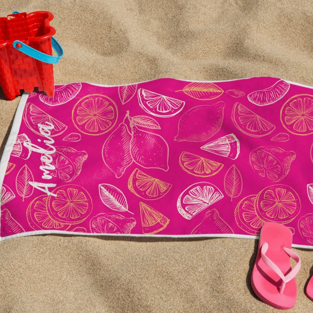 Toalha De Praia Fim de semana de despedida de solteira rosa-choque (Criador carregado)