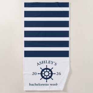 Toalha De Praia Fim de Semana de Despedida Personalizado de Azul M