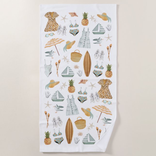 Toalha De Praia Fim de semana de festa de solteira na praia Waterc (Frente)