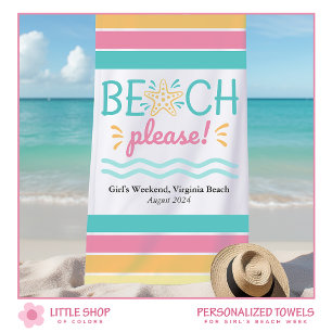 Toalha De Praia Fim de Semana de Meninas Personalizado Por Favor P