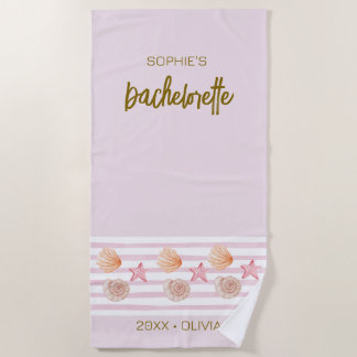 Toalha De Praia Fim de semana de solteira rosa tropical personaliz