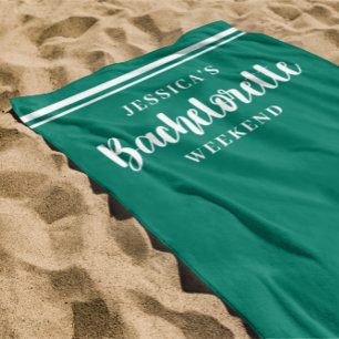 Toalha De Praia Fim de Semana Minimalista Moderno em Verde para De