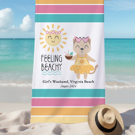 Toalha De Praia Fim de Semana Personalizado das Meninas Sentindo B