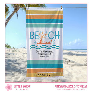 Toalha De Praia Fim de Semana Personalizado para Meninas na Praia