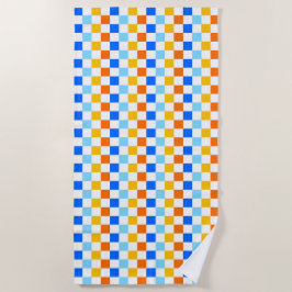 Toalha De Praia Fire and ice checkerboard pattern