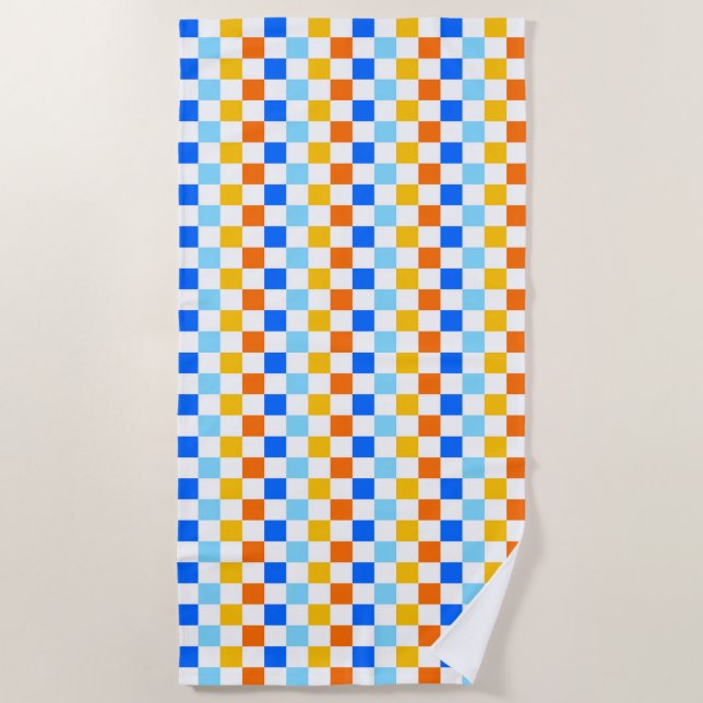 Toalha De Praia Fire and ice checkerboard pattern (Frente)