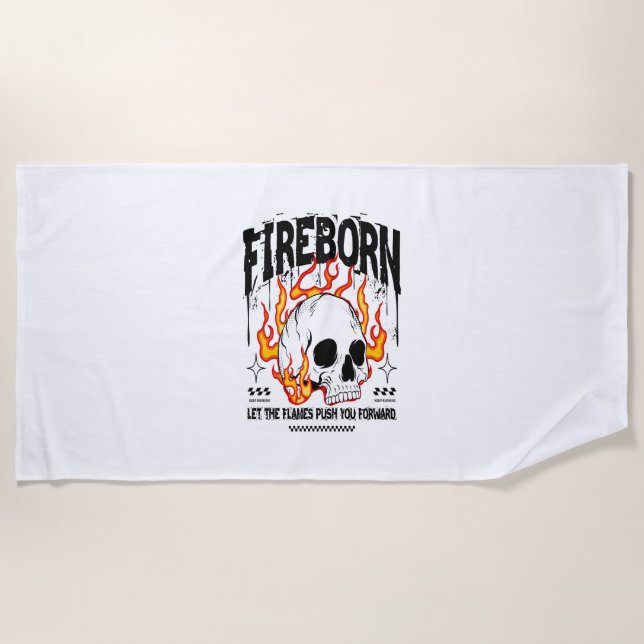 Toalha De Praia Fireborn Skull Urban Streetwear (Frente)