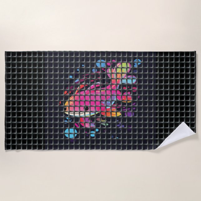 Toalha De Praia Fish Behind Net Illustration (Frente)