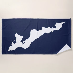 Toalha De Praia Fishers Island Beach Towel - Branco/Azul