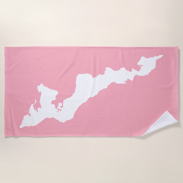 Toalha De Praia Fishers Island Beach Towel - Branco/Rosa (Frente)