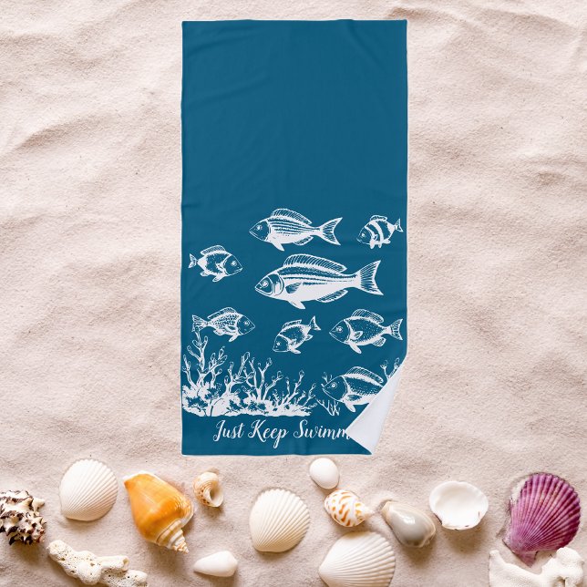 Toalha De Praia Fishes Sob A Tendência Do Estilo Dos Pescadores De (Fishes Fisherman Trend Beach Summer Beach Towel Teal)