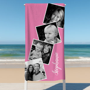 Toalha De Praia Fita de Fotocolagem Personalizada de 4 Fotografias