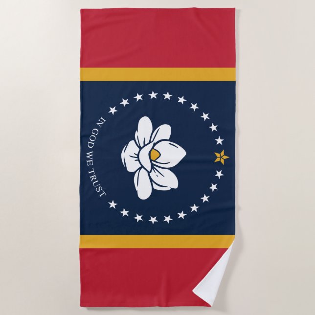 Toalha De Praia Flag do Mississippi - New Magnolia Flag (Frente)