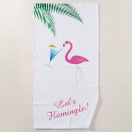 Toalha De Praia Flamingo Bebendo Beach Towel