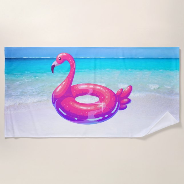Toalha de Praia Flamingo Rosa (Frente)