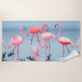 Toalha De Praia Flamingo Rosa