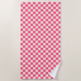 Toalha De Praia Flamingo sorbet checkerboard pattern