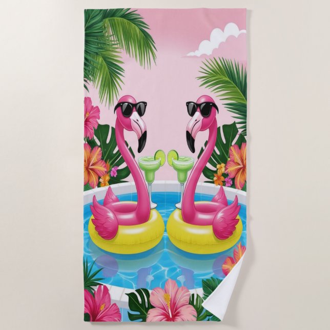 Toalha De Praia Flamingo Vibes (Frente)