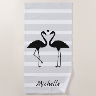 Toalha De Praia Flamingos Personalizados