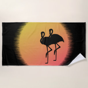 Toalha De Praia Flamingos Sunset