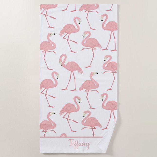 Toalha De Praia Flamingos Tropicais (Frente)