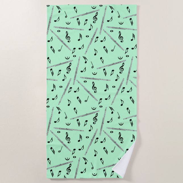 Toalha De Praia Flaute Music Note Pattern Beach Towel (Frente)