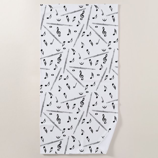 Toalha De Praia Flaute Music Note Pattern Beach Towel (Frente)