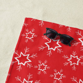 Toalha De Praia Flocos de neve, Flocos de neve vermelhos e brancos