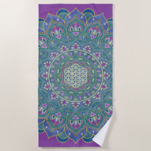 Toalha De Praia Flor da Vida - Mandala Estilo Índia 1