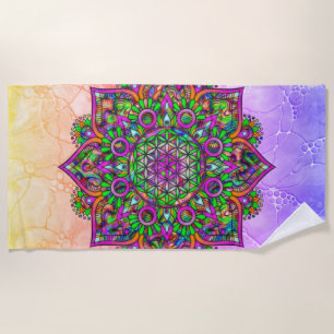 Toalha De Praia Flor da Vida - Mandala Indiana 1