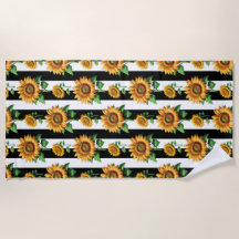 Flor de girassol Black Stripes brancas