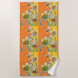 Toalha De Praia Flor Floral de Flor Floral Orange Beach