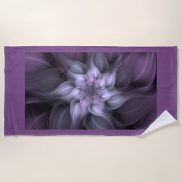Toalha De Praia Flor Fractal Roxo