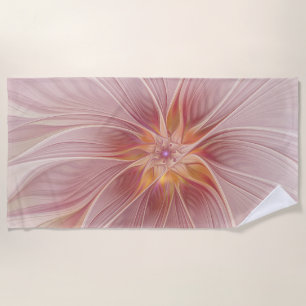 Toalha De Praia Flor moderna do abstrato floral cor-de-rosa macio