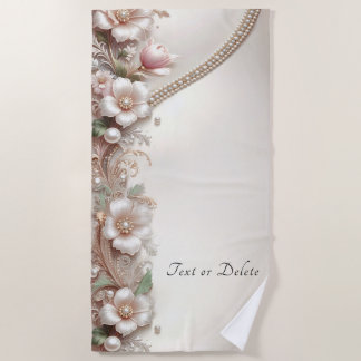 Toalha De Praia Floral and Pearl Embellishments Beach Towel