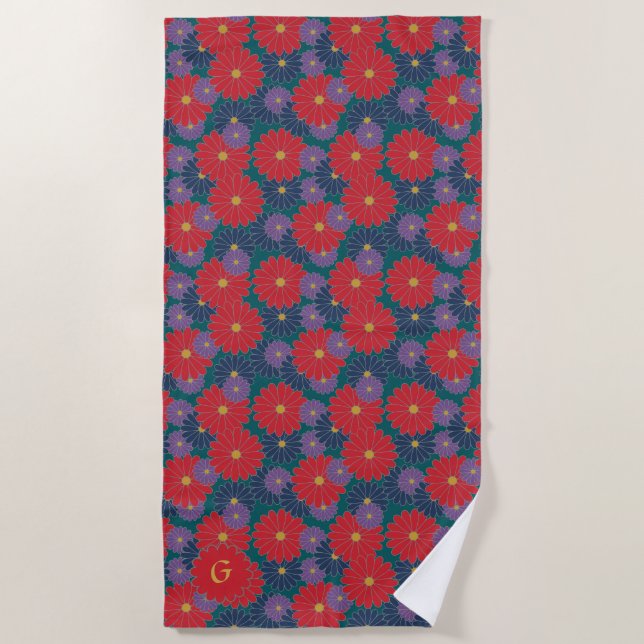 Toalha De Praia Floral Beach Towel Splashall (Frente)