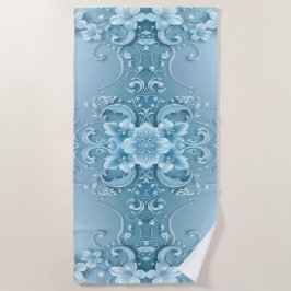 Toalha de Praia Floral Decorativa Azul