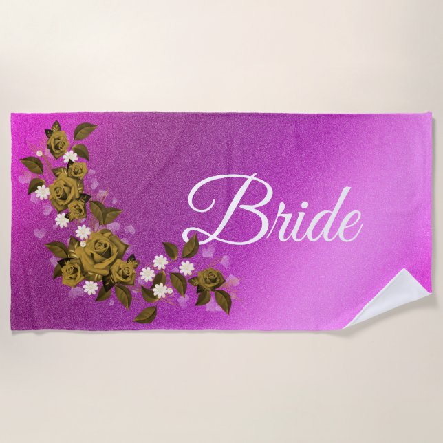 Toalha De Praia Floral Elegante (Frente)