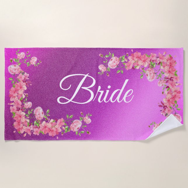 Toalha De Praia Floral Elegante (Frente)