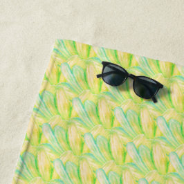 Toalha De Praia Floral Impressionista Chartreuse Minimalista