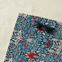 Floral pattern on green leaves blue background