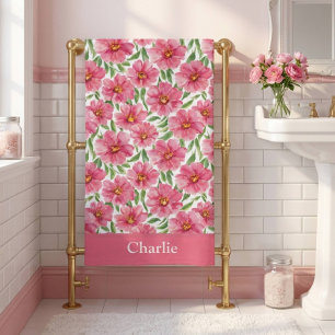 Toalha De Praia Floral Rosa Bonito Personalizado