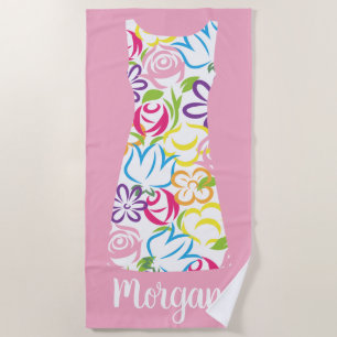 Toalha De Praia Floral Shift Dress Personalizado Beach Towel