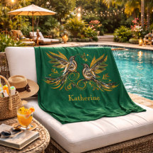 Floral Verde Personalizado Vintage Pássaro