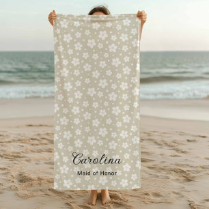 Toalha De Praia Flores Beige Confetti Bridesmaid
