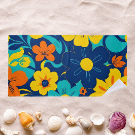 Toalha De Praia Flores Coloridas Rush Blooms-Dopamina-Estilo-Retro