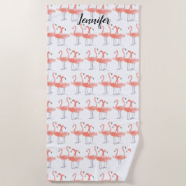 Toalha De Praia Flores cor-de-rosa Aves tropicais Cor de água Páss