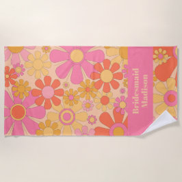 Toalha De Praia Flores de Jardim Retro 60s 70s