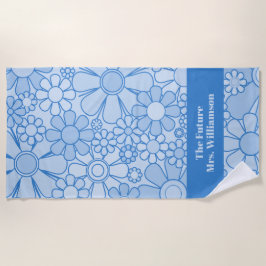 Toalha De Praia Flores de Jardim Retro 60s 70s Noiva de Padrão Flo